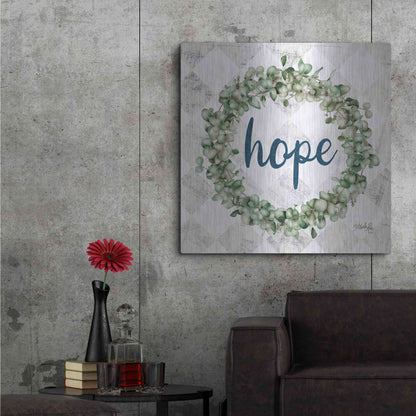 Luxe Metal Art 'Hope Eucalyptus Wreath' by Marla Rae, Metal Wall Art,36x36