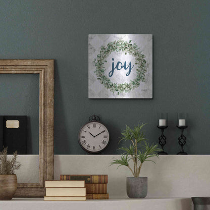 Luxe Metal Art 'Joy Eucalyptus Wreath' by Marla Rae, Metal Wall Art,12x12