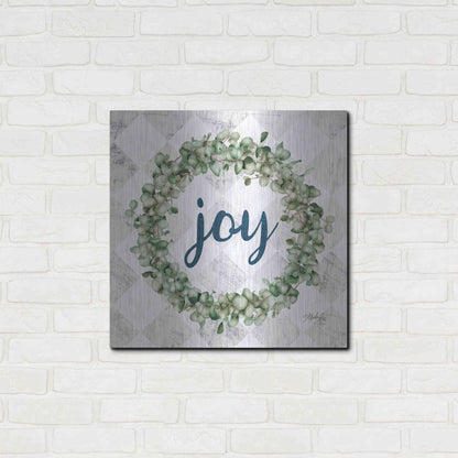 Luxe Metal Art 'Joy Eucalyptus Wreath' by Marla Rae, Metal Wall Art,24x24