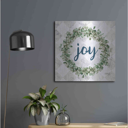 Luxe Metal Art 'Joy Eucalyptus Wreath' by Marla Rae, Metal Wall Art,24x24