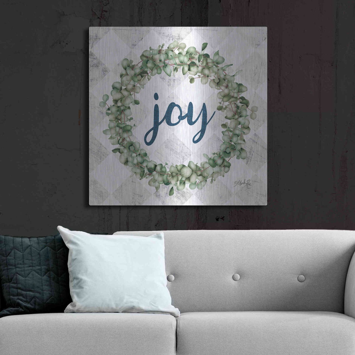 Luxe Metal Art 'Joy Eucalyptus Wreath' by Marla Rae, Metal Wall Art,36x36