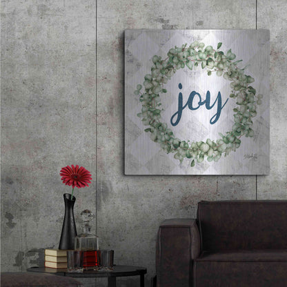 Luxe Metal Art 'Joy Eucalyptus Wreath' by Marla Rae, Metal Wall Art,36x36