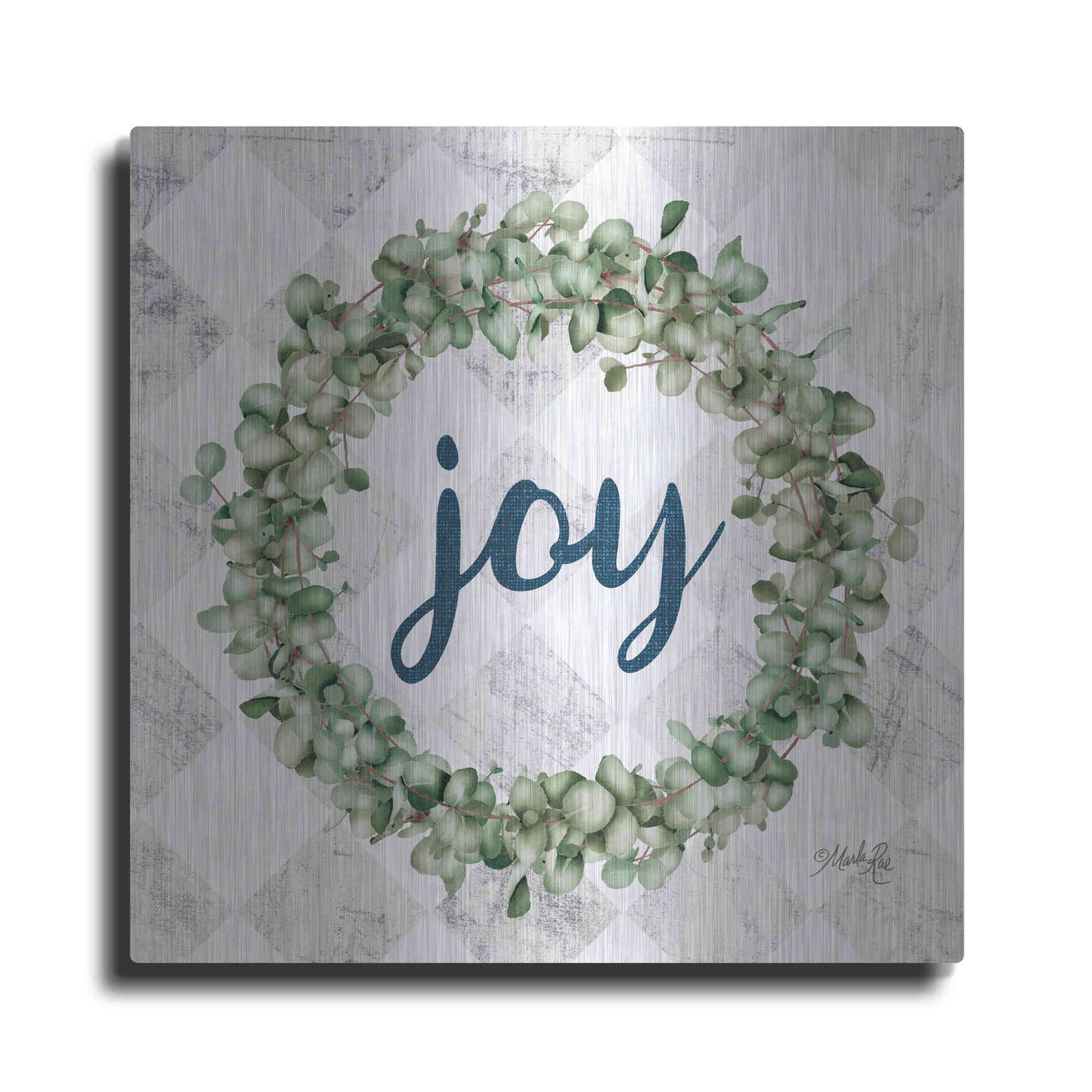 Luxe Metal Art 'Joy Eucalyptus Wreath' by Marla Rae, Metal Wall Art
