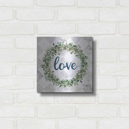Luxe Metal Art 'Love Eucalyptus Wreath' by Marla Rae, Metal Wall Art,12x12
