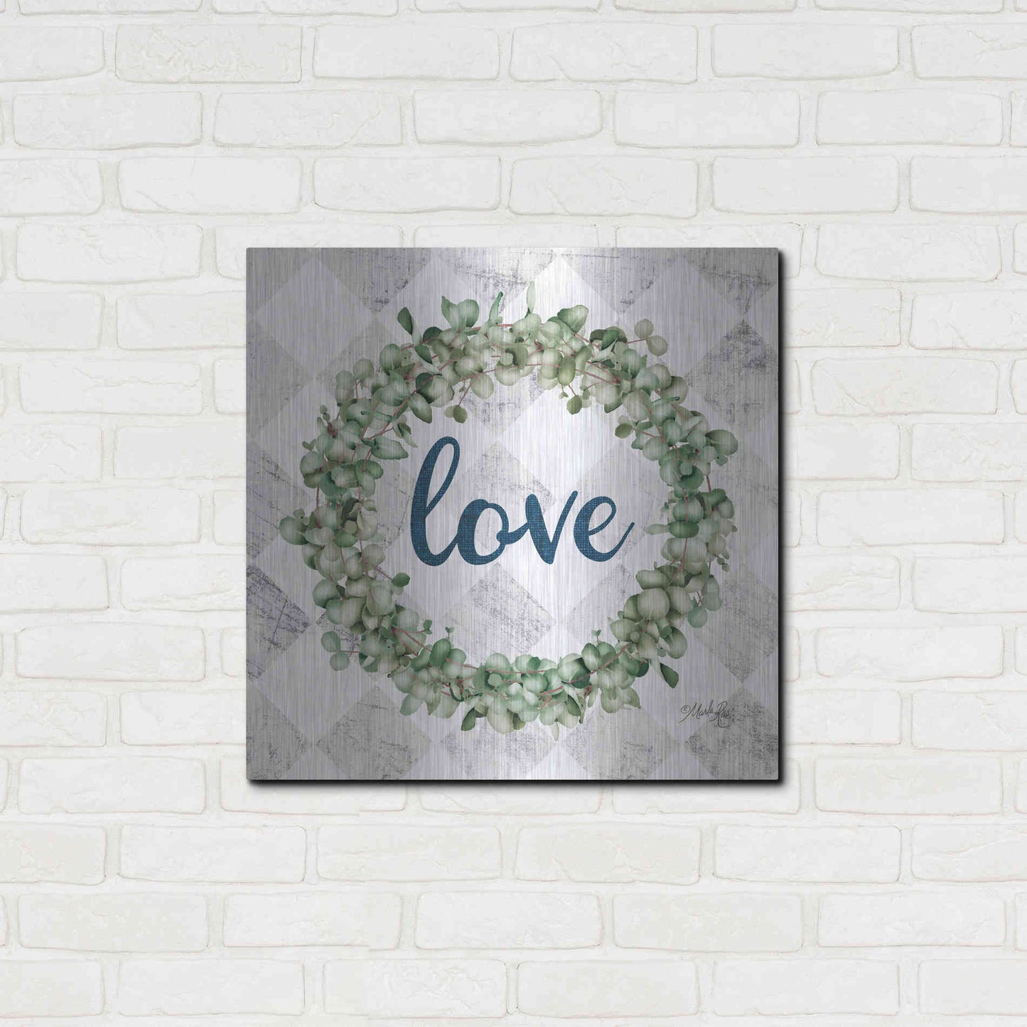 Luxe Metal Art 'Love Eucalyptus Wreath' by Marla Rae, Metal Wall Art,24x24