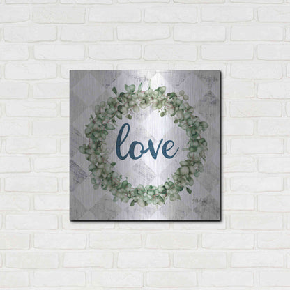 Luxe Metal Art 'Love Eucalyptus Wreath' by Marla Rae, Metal Wall Art,24x24