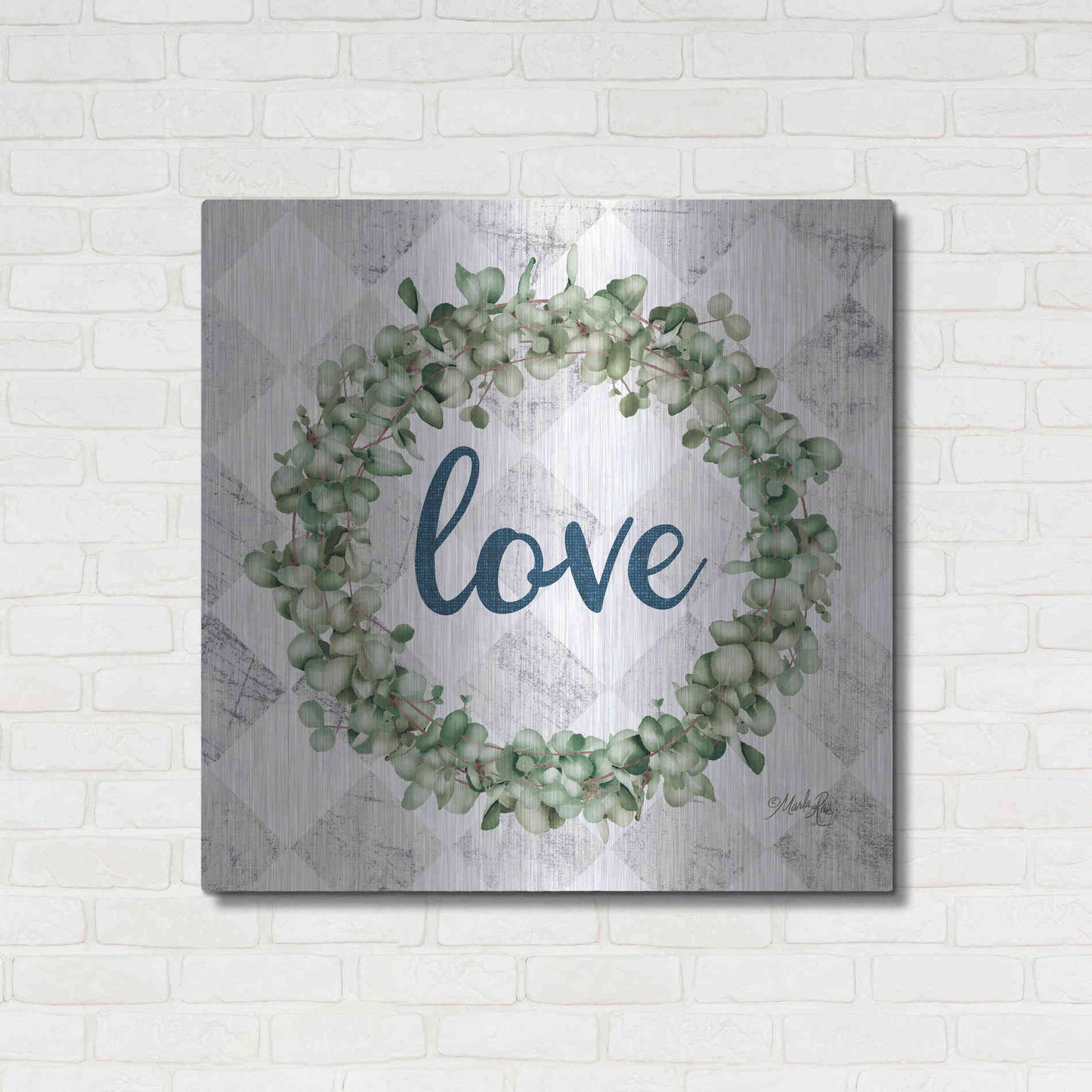 Luxe Metal Art 'Love Eucalyptus Wreath' by Marla Rae, Metal Wall Art,36x36