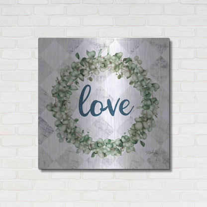 Luxe Metal Art 'Love Eucalyptus Wreath' by Marla Rae, Metal Wall Art,36x36