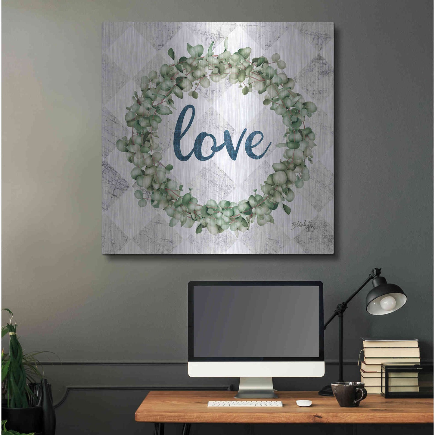 Luxe Metal Art 'Love Eucalyptus Wreath' by Marla Rae, Metal Wall Art,36x36