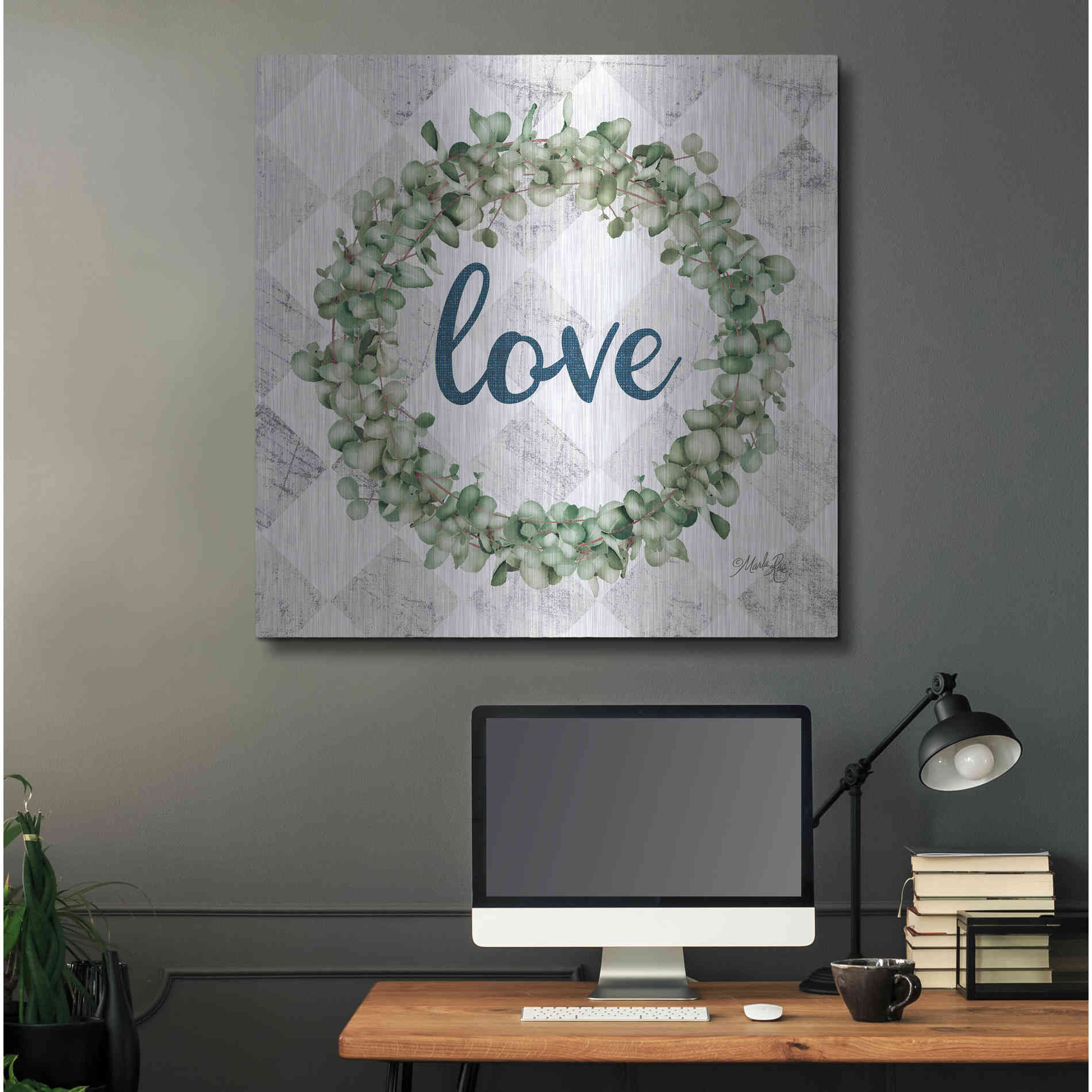 Luxe Metal Art 'Love Eucalyptus Wreath' by Marla Rae, Metal Wall Art,36x36