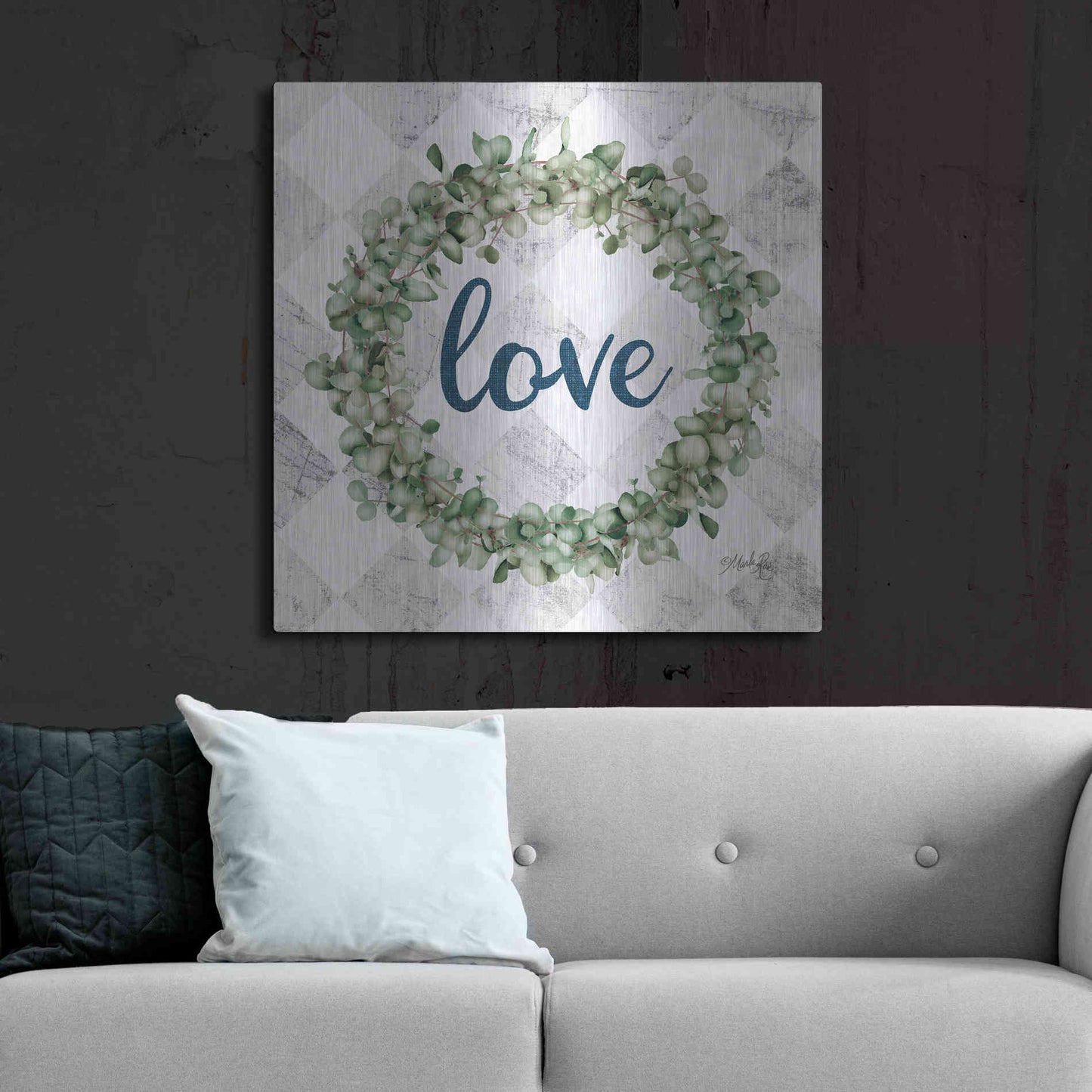 Luxe Metal Art 'Love Eucalyptus Wreath' by Marla Rae, Metal Wall Art,36x36