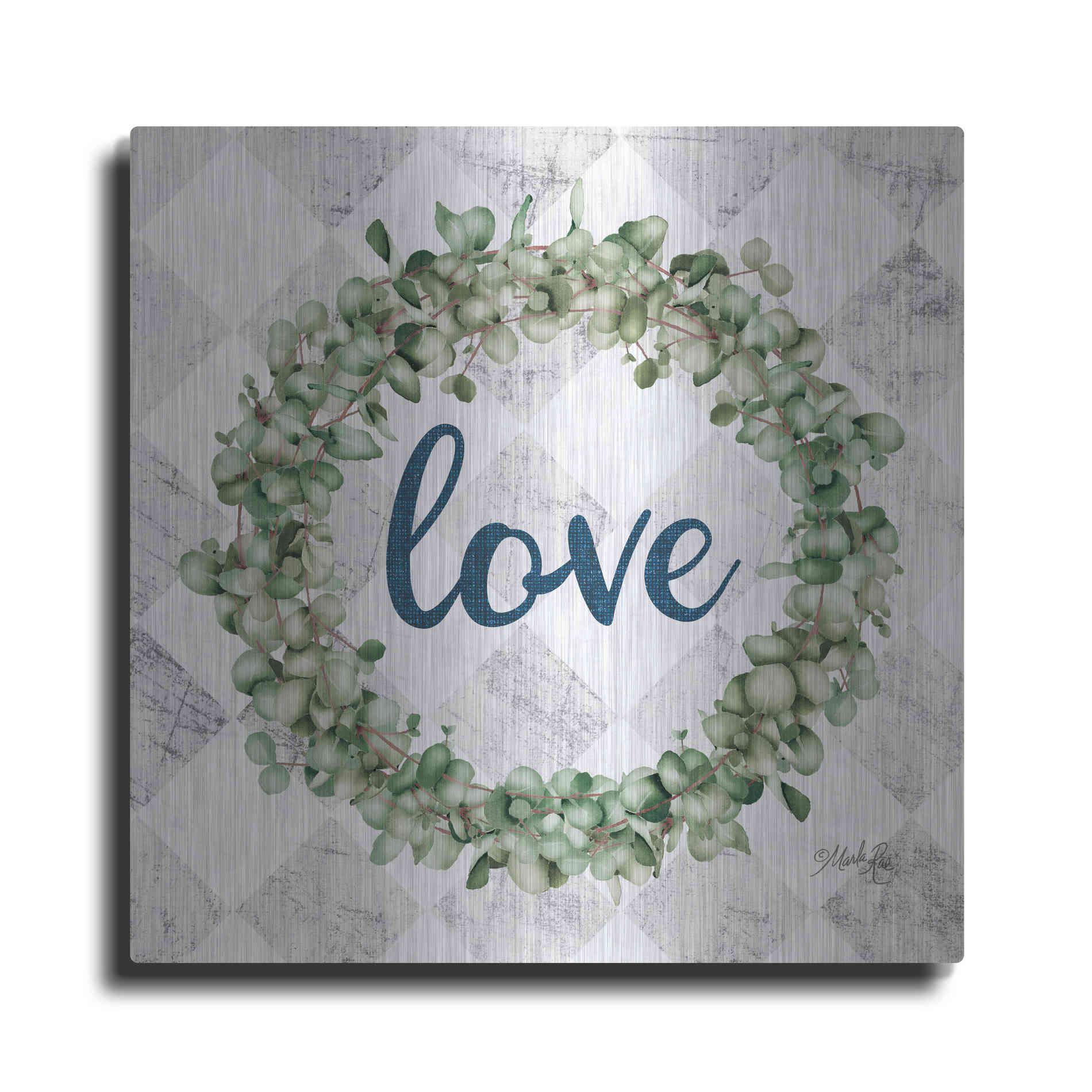 Luxe Metal Art 'Love Eucalyptus Wreath' by Marla Rae, Metal Wall Art