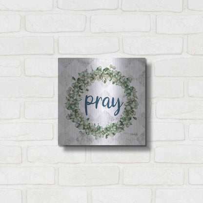Luxe Metal Art 'Pray Eucalyptus Wreath' by Marla Rae, Metal Wall Art,12x12