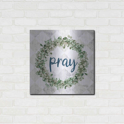 Luxe Metal Art 'Pray Eucalyptus Wreath' by Marla Rae, Metal Wall Art,24x24