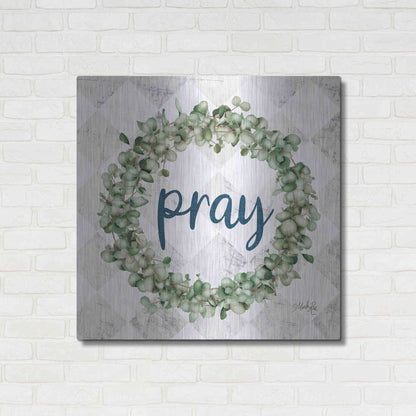 Luxe Metal Art 'Pray Eucalyptus Wreath' by Marla Rae, Metal Wall Art,36x36