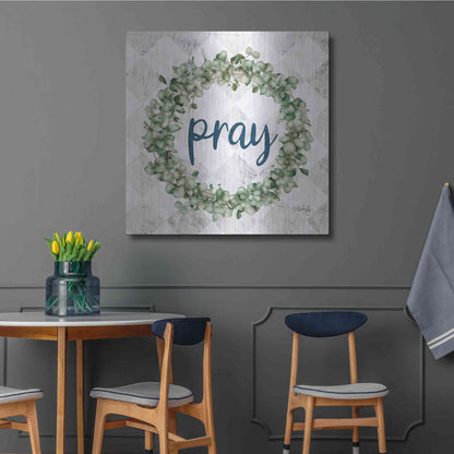 Luxe Metal Art 'Pray Eucalyptus Wreath' by Marla Rae, Metal Wall Art,36x36