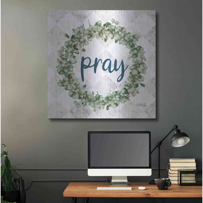 Luxe Metal Art 'Pray Eucalyptus Wreath' by Marla Rae, Metal Wall Art,36x36