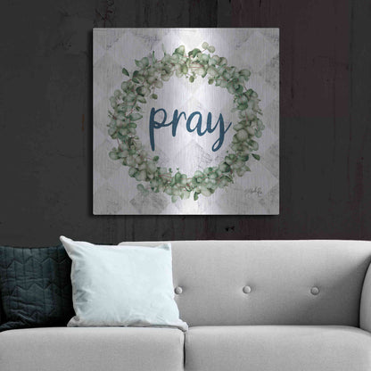 Luxe Metal Art 'Pray Eucalyptus Wreath' by Marla Rae, Metal Wall Art,36x36