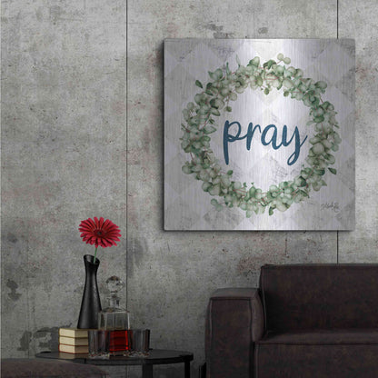 Luxe Metal Art 'Pray Eucalyptus Wreath' by Marla Rae, Metal Wall Art,36x36