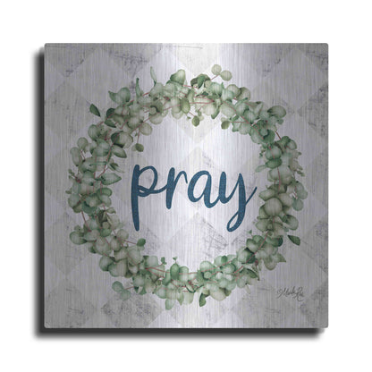 Luxe Metal Art 'Pray Eucalyptus Wreath' by Marla Rae, Metal Wall Art