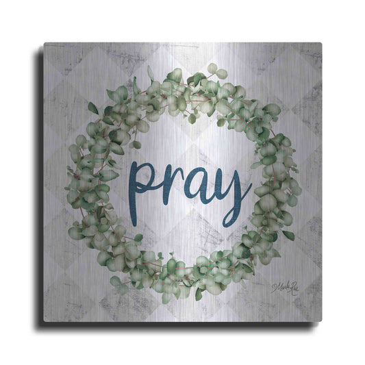 Luxe Metal Art 'Pray Eucalyptus Wreath' by Marla Rae, Metal Wall Art