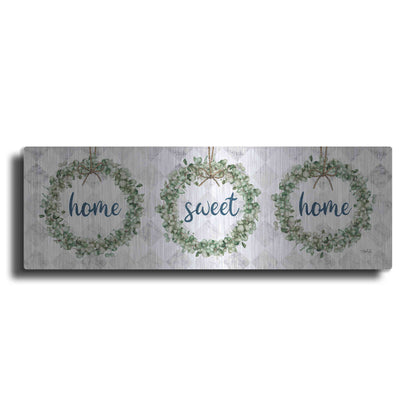 Luxe Metal Art 'Home Sweet Home Eucalyptus Wreaths' by Marla Rae, Metal Wall Art
