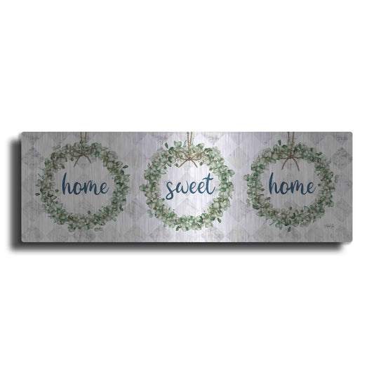 Luxe Metal Art 'Home Sweet Home Eucalyptus Wreaths' by Marla Rae, Metal Wall Art