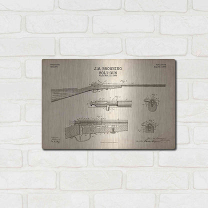 Luxe Metal Art 'Rifle Blueprint Patent Parchment' Metal Wall Art,16x12