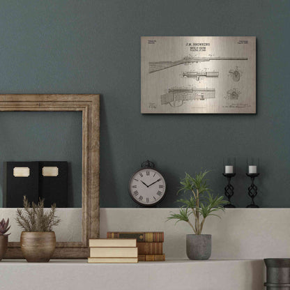 Luxe Metal Art 'Rifle Blueprint Patent Parchment' Metal Wall Art,16x12