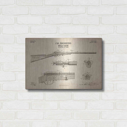 Luxe Metal Art 'Rifle Blueprint Patent Parchment' Metal Wall Art,24x16
