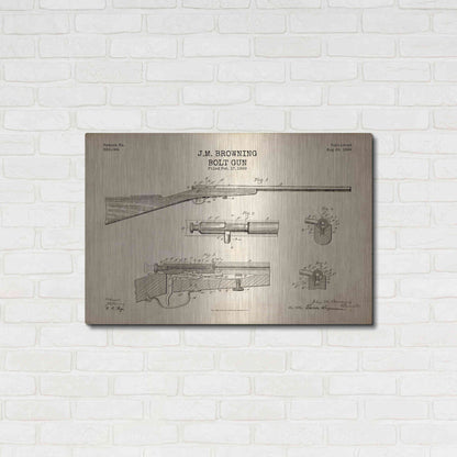 Luxe Metal Art 'Rifle Blueprint Patent Parchment' Metal Wall Art,36x24
