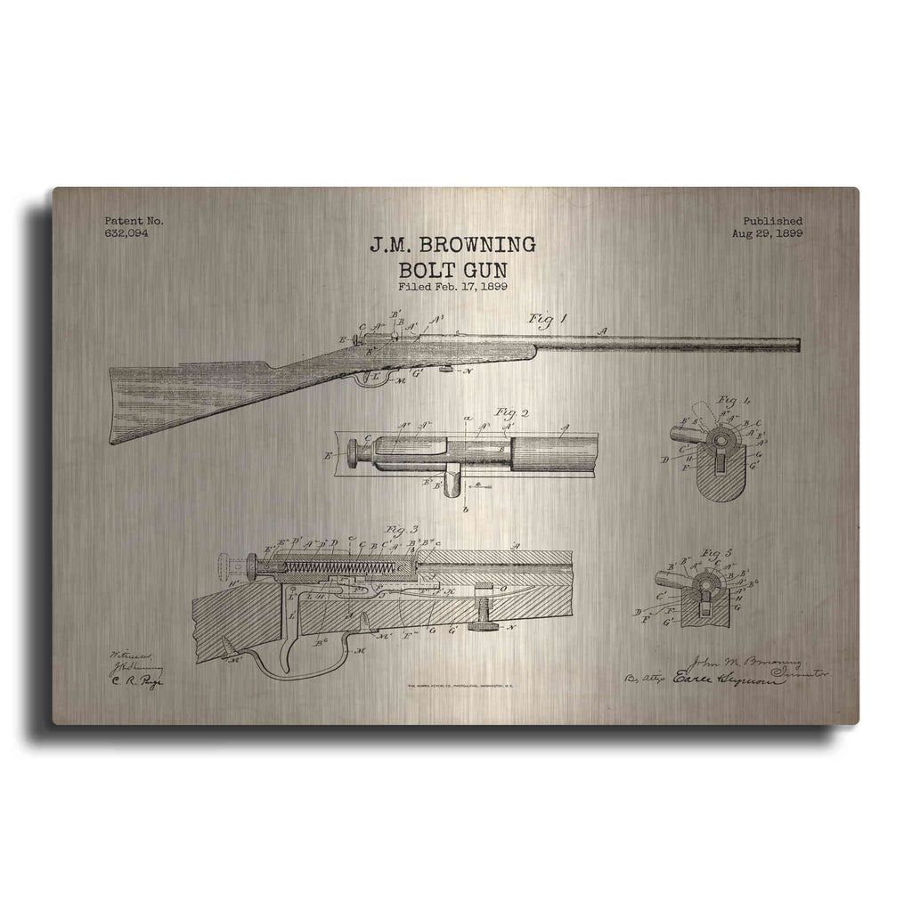 Luxe Metal Art 'Rifle Blueprint Patent Parchment' Metal Wall Art