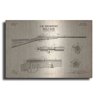 Luxe Metal Art 'Rifle Blueprint Patent Parchment' Metal Wall Art