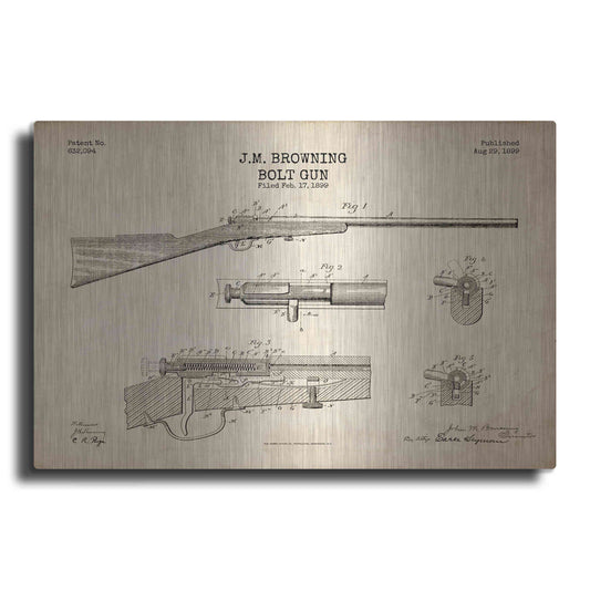 Luxe Metal Art 'Rifle Blueprint Patent Parchment' Metal Wall Art