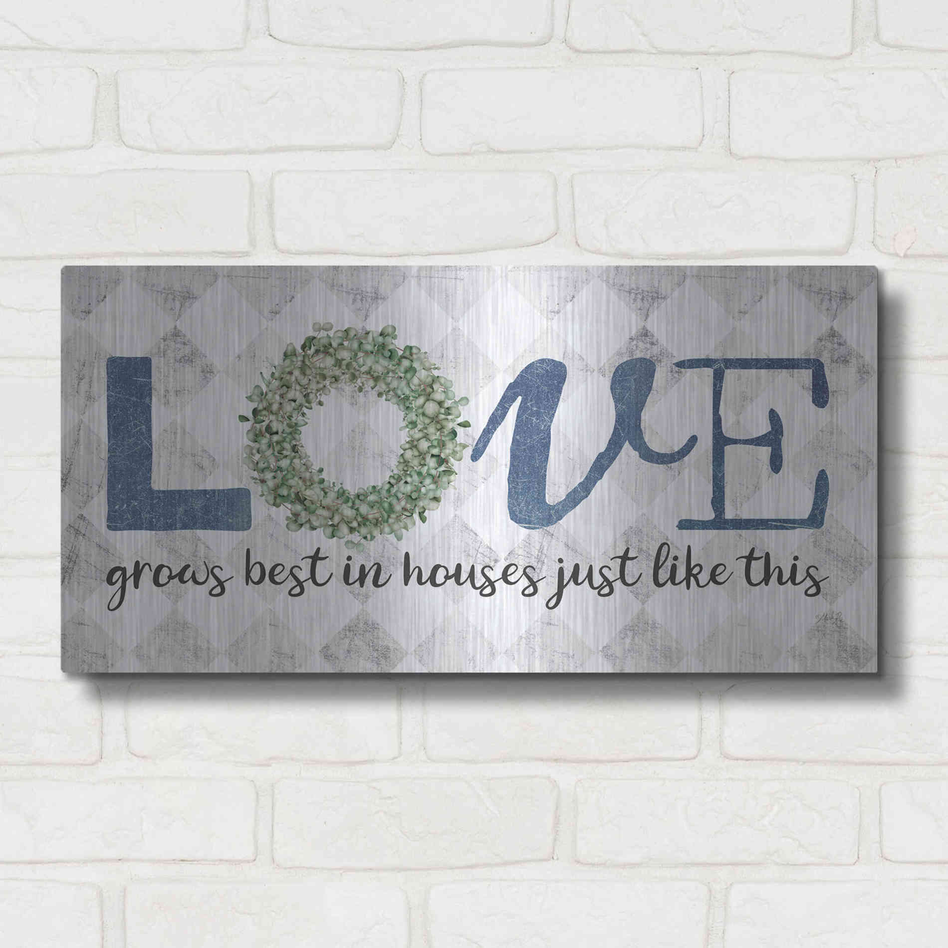 Luxe Metal Art 'Love Grows Best' by Marla Rae, Metal Wall Art,24x12