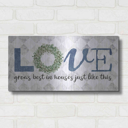 Luxe Metal Art 'Love Grows Best' by Marla Rae, Metal Wall Art,24x12