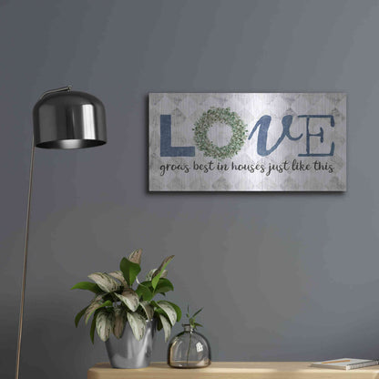 Luxe Metal Art 'Love Grows Best' by Marla Rae, Metal Wall Art,24x12