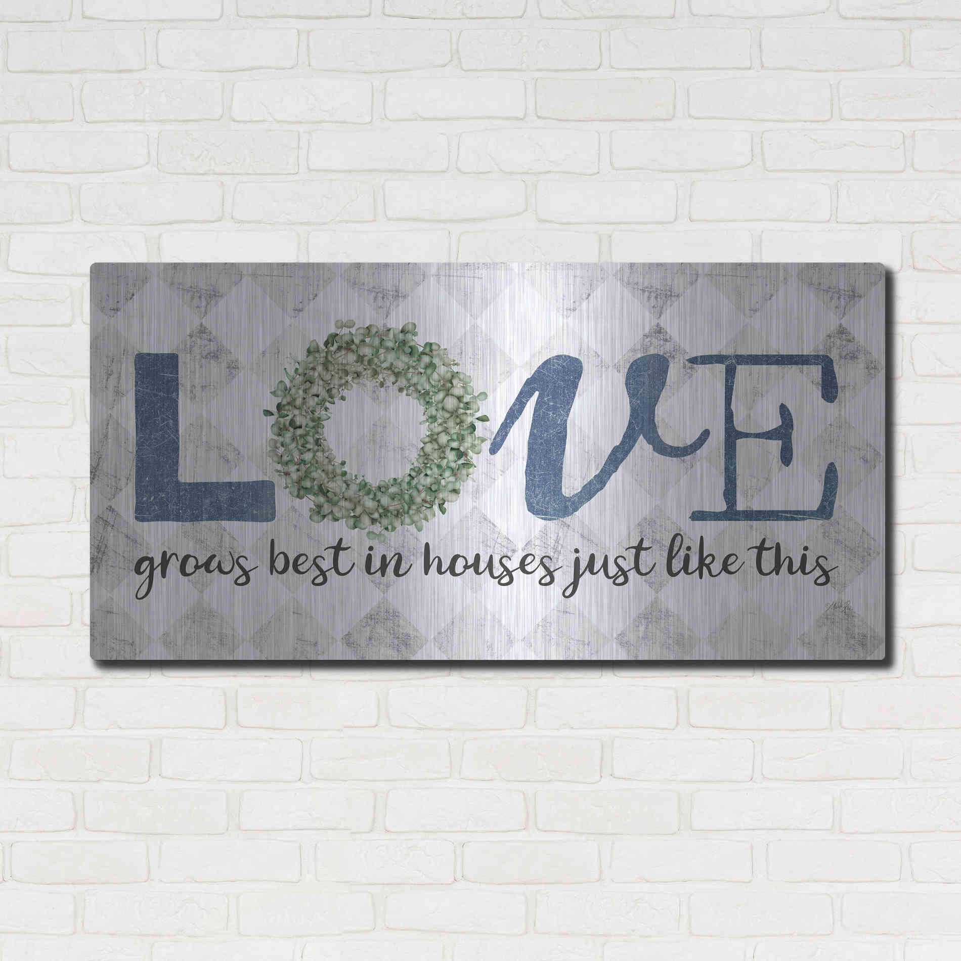 Luxe Metal Art 'Love Grows Best' by Marla Rae, Metal Wall Art,48x24