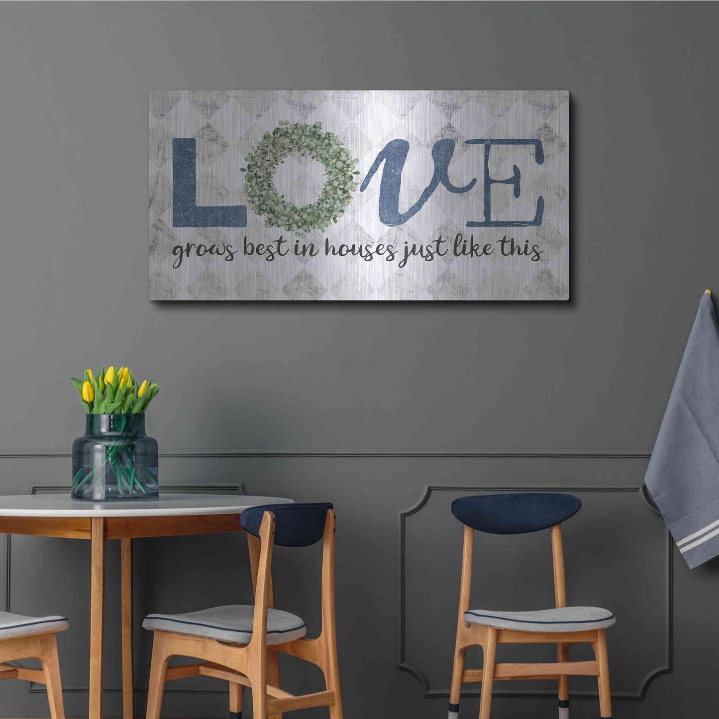 Luxe Metal Art 'Love Grows Best' by Marla Rae, Metal Wall Art,48x24
