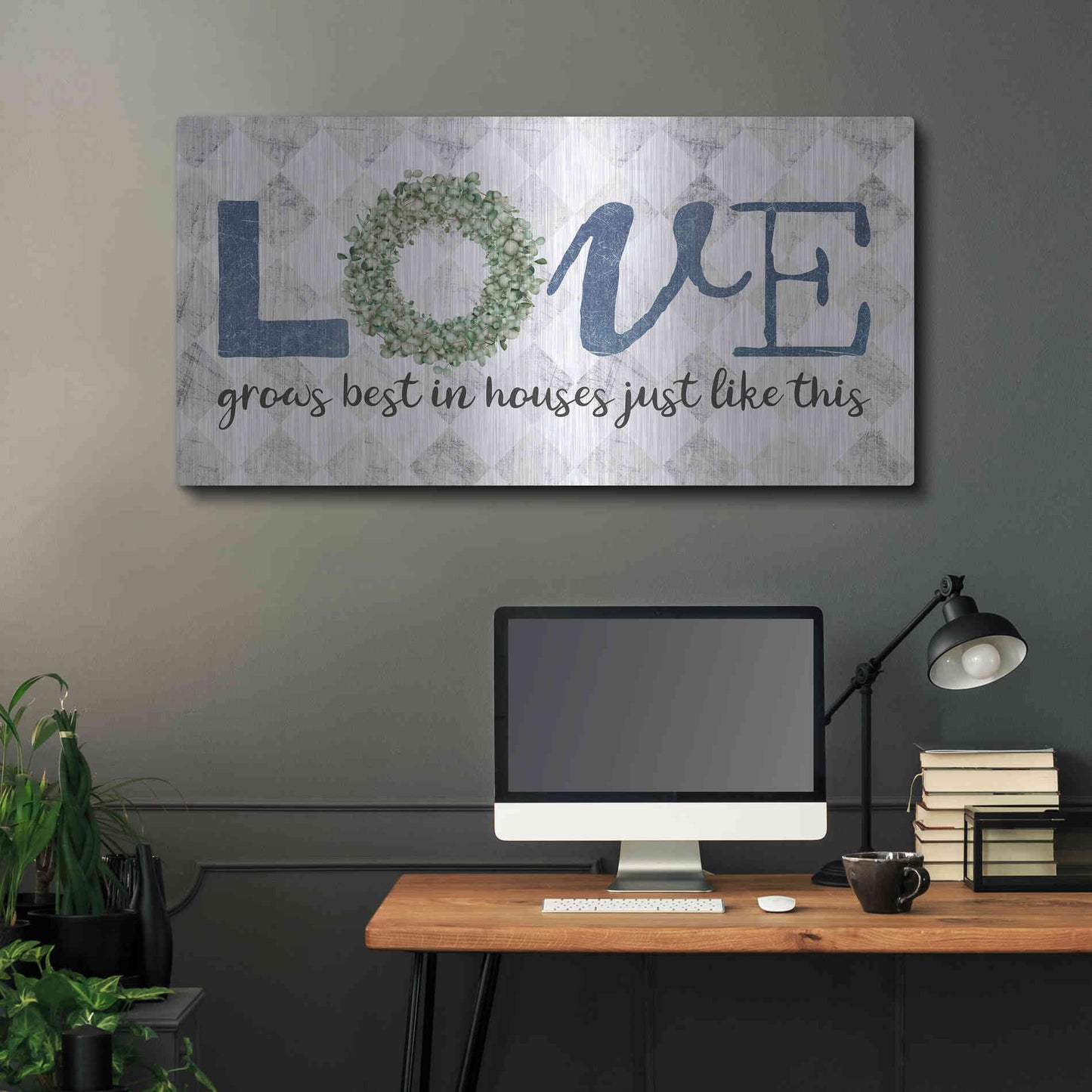 Luxe Metal Art 'Love Grows Best' by Marla Rae, Metal Wall Art,48x24