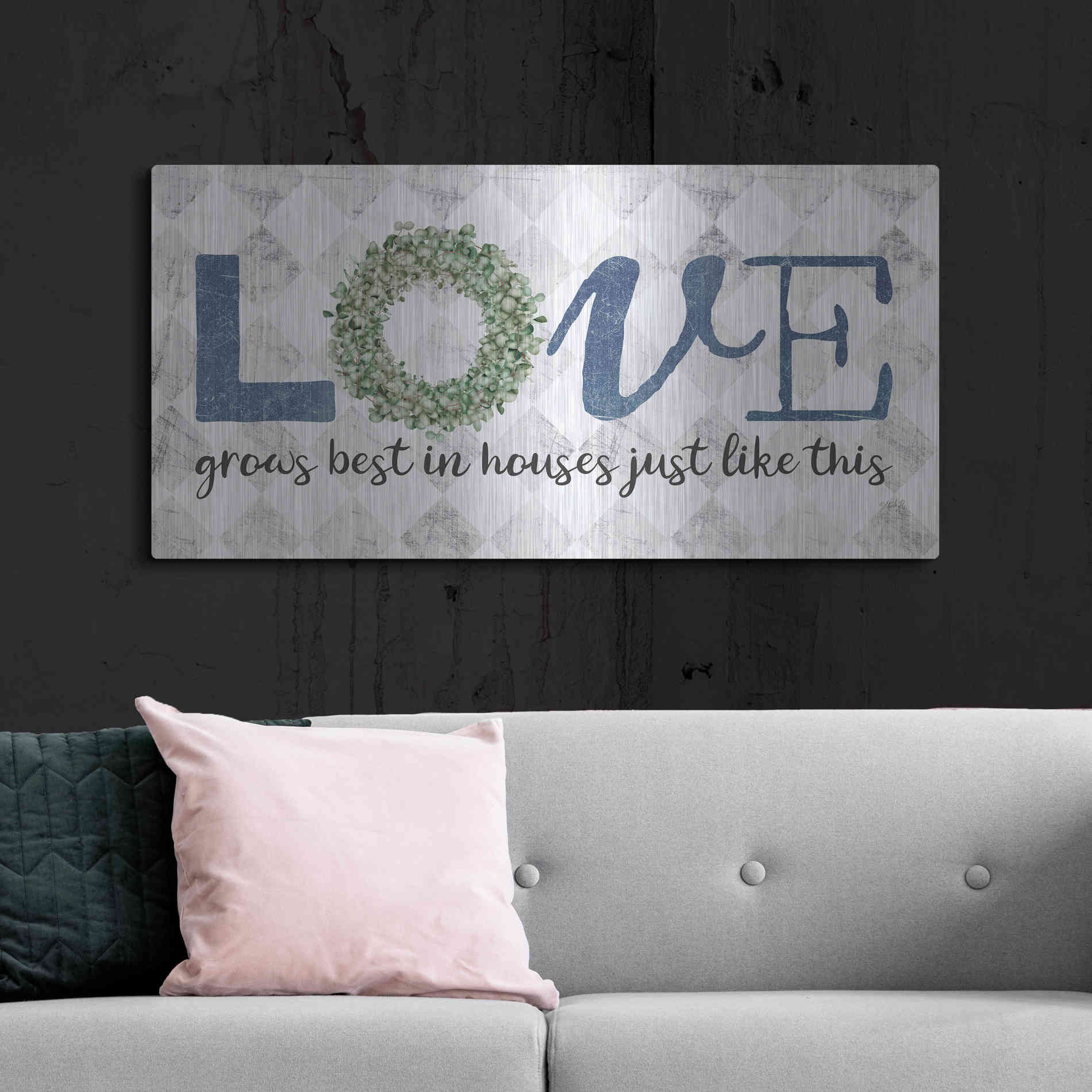 Luxe Metal Art 'Love Grows Best' by Marla Rae, Metal Wall Art,48x24