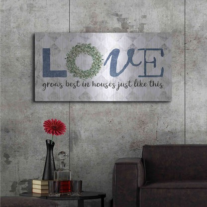 Luxe Metal Art 'Love Grows Best' by Marla Rae, Metal Wall Art,48x24