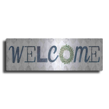 Luxe Metal Art 'Welcome with Eucalyptus Wreath I' by Marla Rae, Metal Wall Art