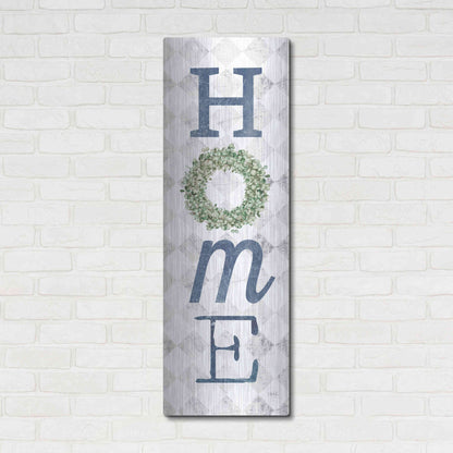 Luxe Metal Art 'Home with Eucalyptus Wreath II' by Marla Rae, Metal Wall Art,16x48