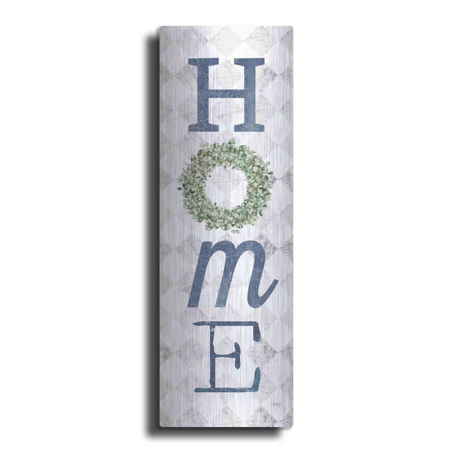 Luxe Metal Art 'Home with Eucalyptus Wreath II' by Marla Rae, Metal Wall Art