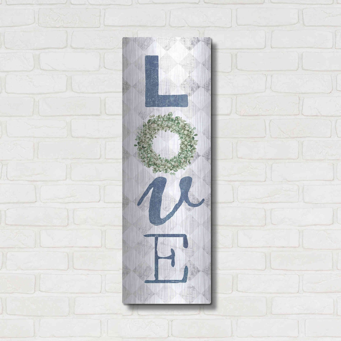 Luxe Metal Art 'Love with Eucalyptus Wreath II' by Marla Rae, Metal Wall Art,12x36