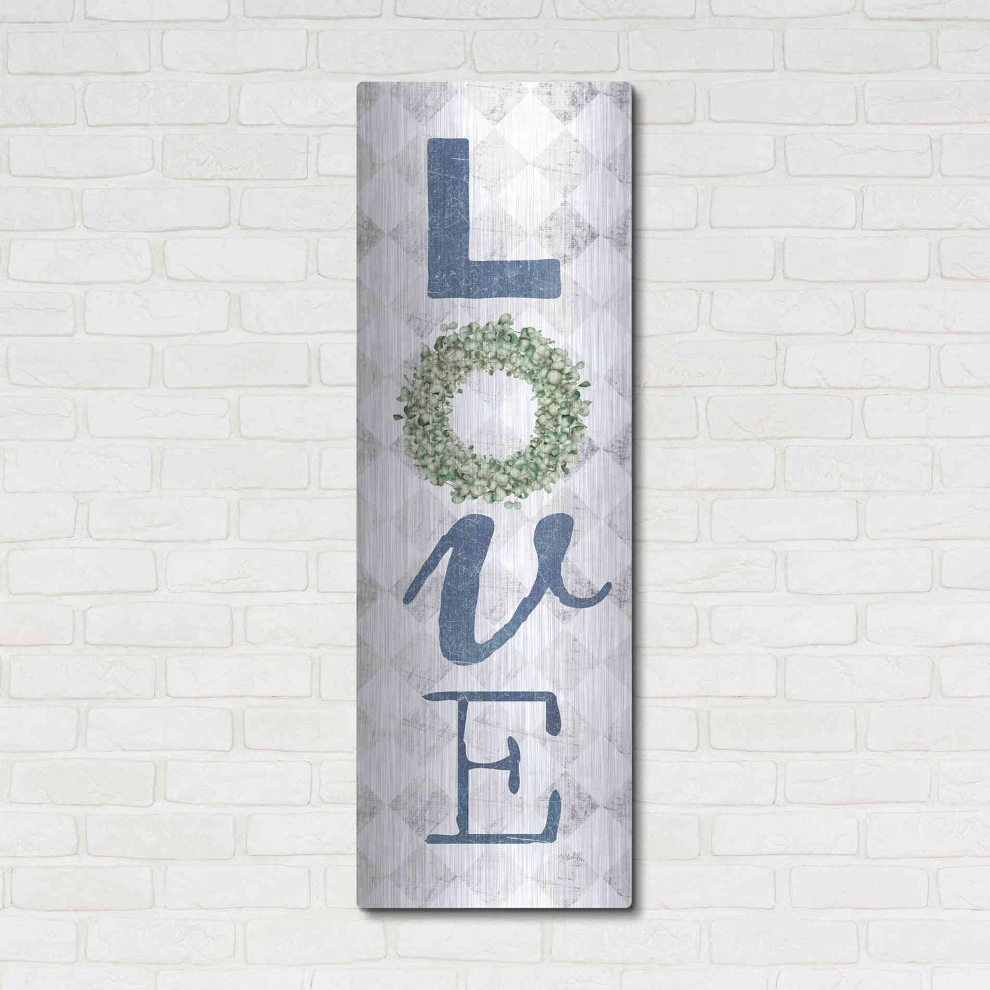 Luxe Metal Art 'Love with Eucalyptus Wreath II' by Marla Rae, Metal Wall Art,16x48