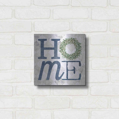 Luxe Metal Art 'Home with Eucalyptus Wreath III' by Marla Rae, Metal Wall Art,12x12