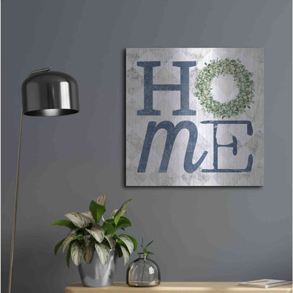 Luxe Metal Art 'Home with Eucalyptus Wreath III' by Marla Rae, Metal Wall Art,24x24