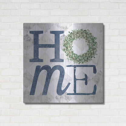Luxe Metal Art 'Home with Eucalyptus Wreath III' by Marla Rae, Metal Wall Art,36x36